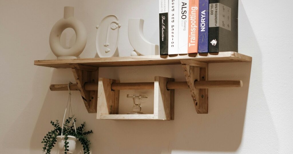How to Build Sturdy DIY Floating Shelves on Drywall: Weight Limits and Fasteners white ceramic mug on brown wooden table